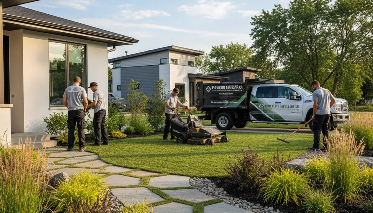 Landscaping crew serving St Paul, MN with professional lawn and landscape maintenance services